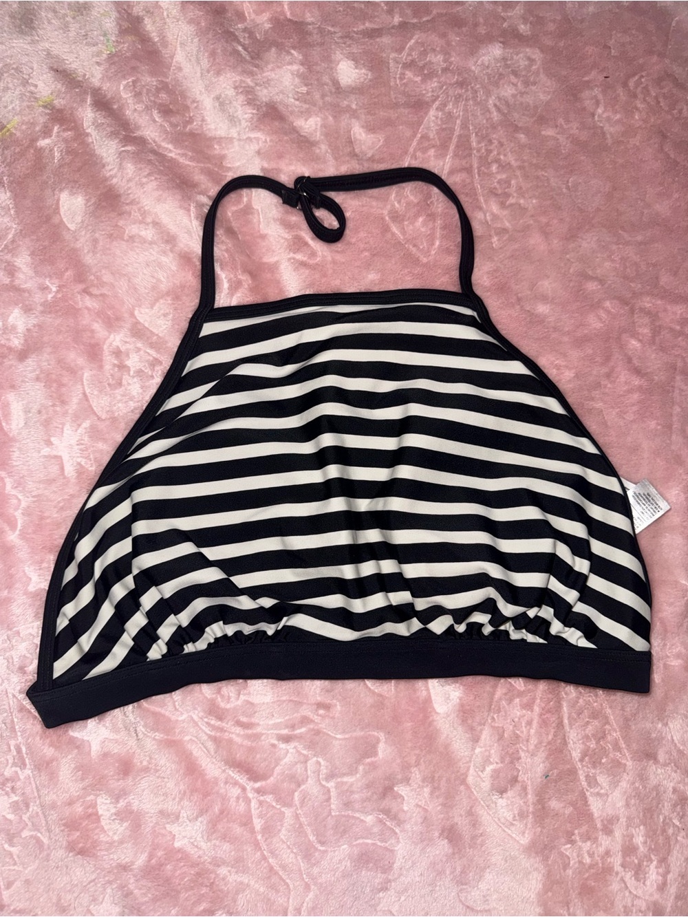 Old Navy Black & White Striped Halter Bikini Top